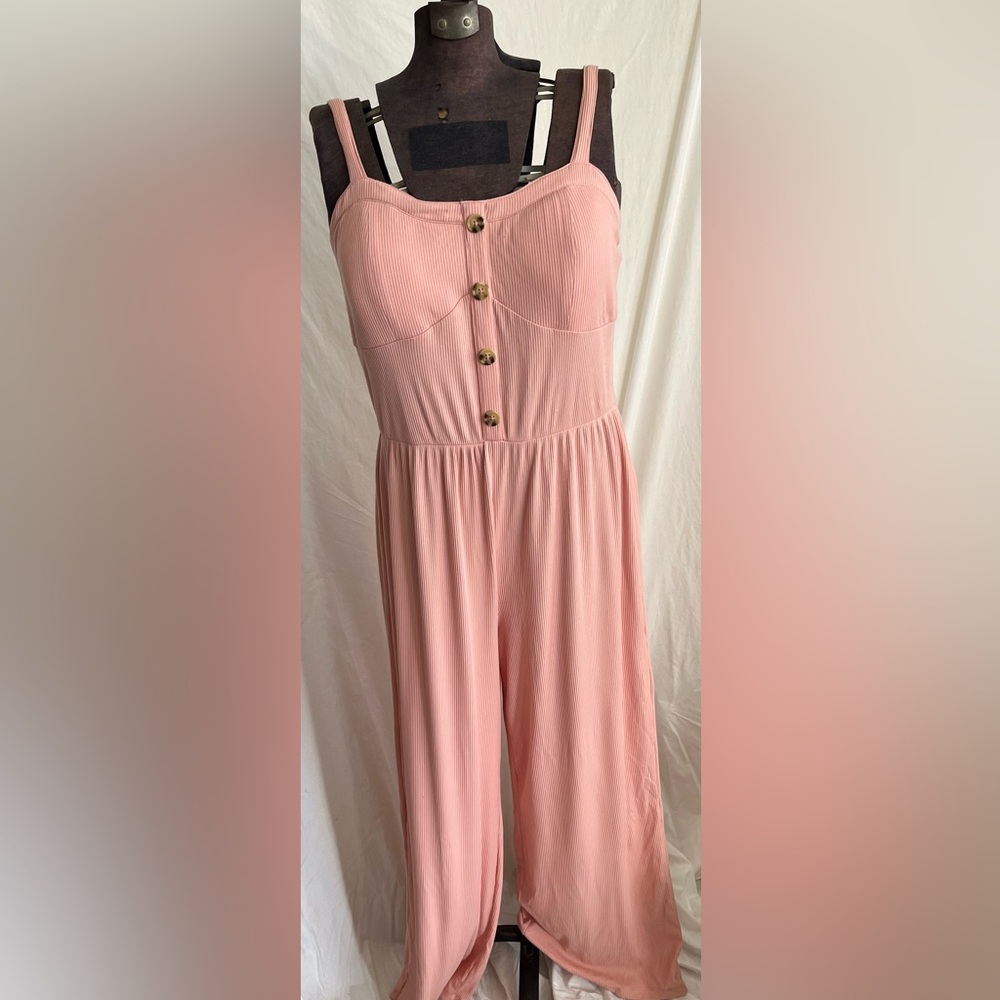 This is a pink jumpsuit, size XL, with tank top front.